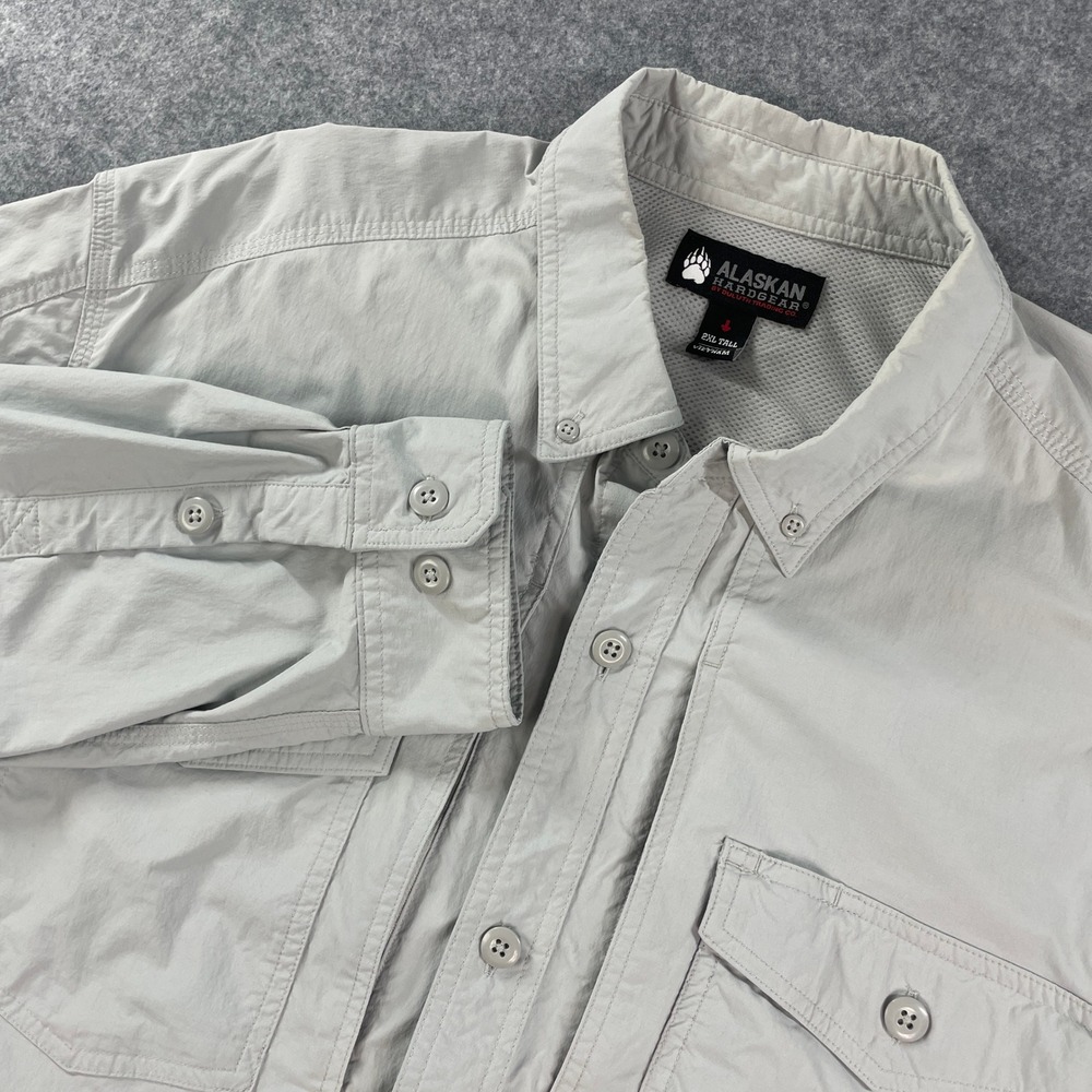 Alaskan Hardgear Mens Button Down Shirt 2XLT XXLT Light Gray Fishing Vented